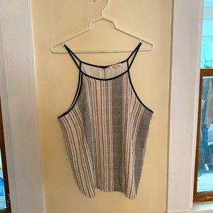 Black and White Vertical Stripes Spaghetti Strap Top